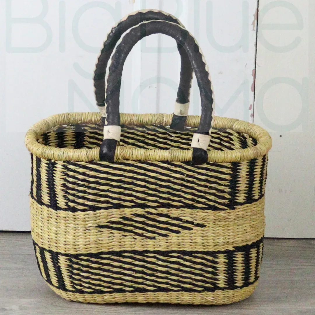 Big Blue Moma - Oval Basket with Two Handles