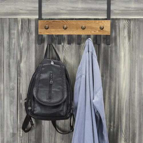 Black Metal & Burnt Wood Over-The-Door Rack