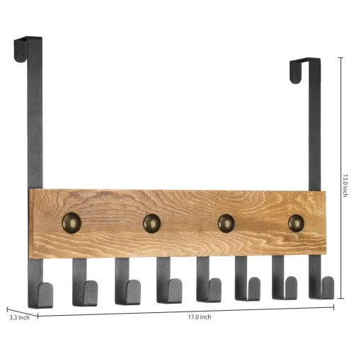 Black Metal & Burnt Wood Over-The-Door Rack