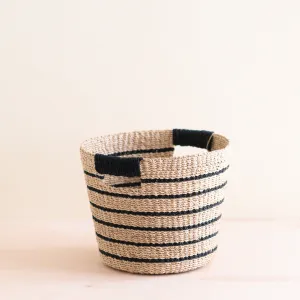 Black   Natural Striped Tapered Basket - Modern Baskets