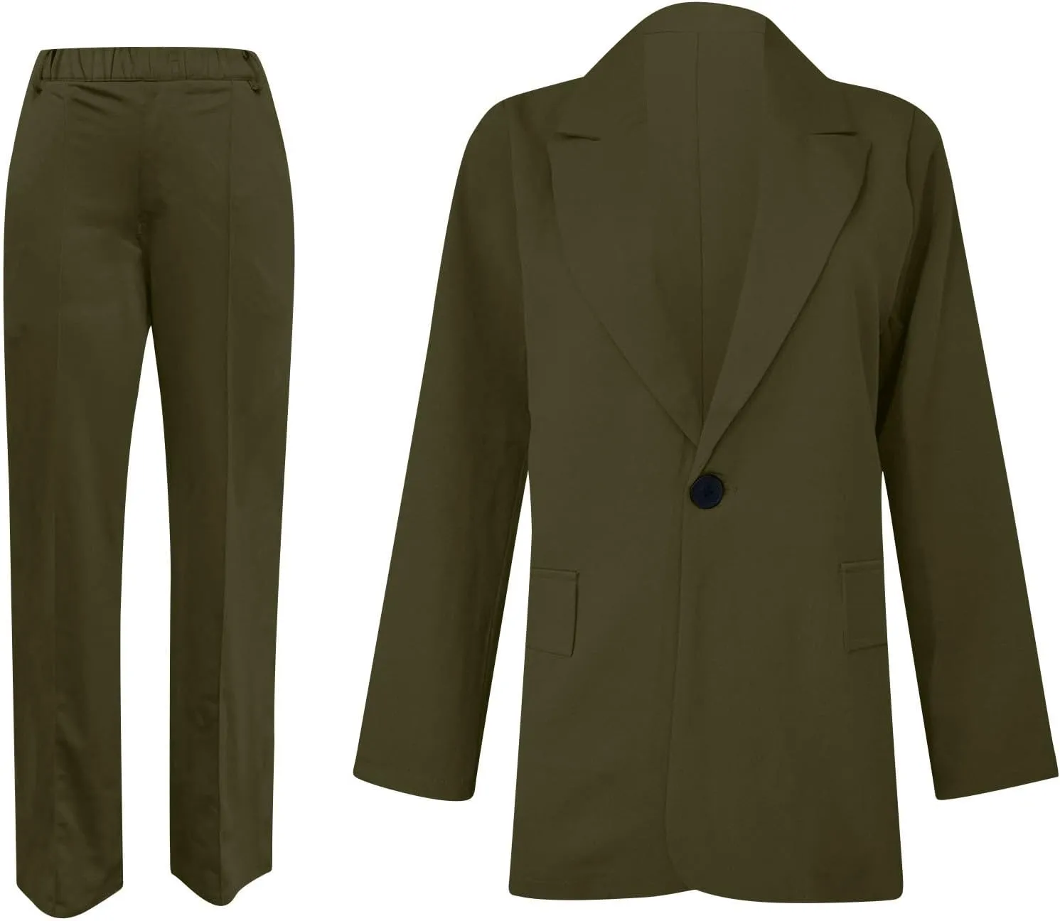 Blazer Sets Women 2 Piece Outfits Open Front Business Casual Jackets Elastic Waist Dress Pants Fashion Suit Sets