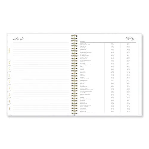 Blue Sky Life Note-it Leah Weekly/monthly Notes Planner Floral Artwork 11x8.5 Gray/pink/white Cover 12-month (jan To Dec): 2025