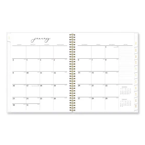 Blue Sky Life Note-it Leah Weekly/monthly Notes Planner Floral Artwork 11x8.5 Gray/pink/white Cover 12-month (jan To Dec): 2025