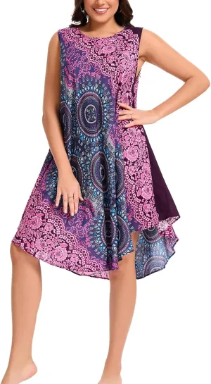 Boho Dresses for Women,Sleeveless Tank Dress Beach Vacation Outfits