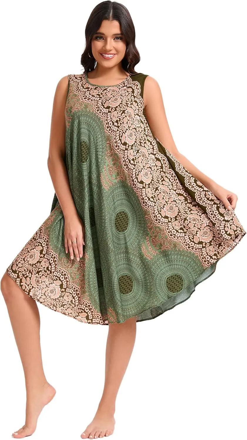 Boho Dresses for Women,Sleeveless Tank Dress Beach Vacation Outfits
