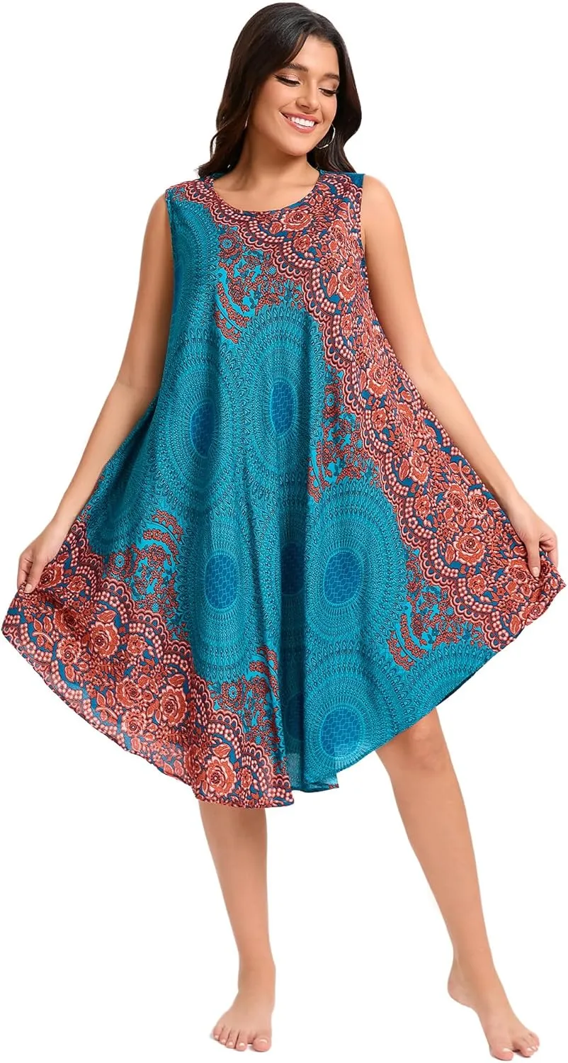 Boho Dresses for Women,Sleeveless Tank Dress Beach Vacation Outfits