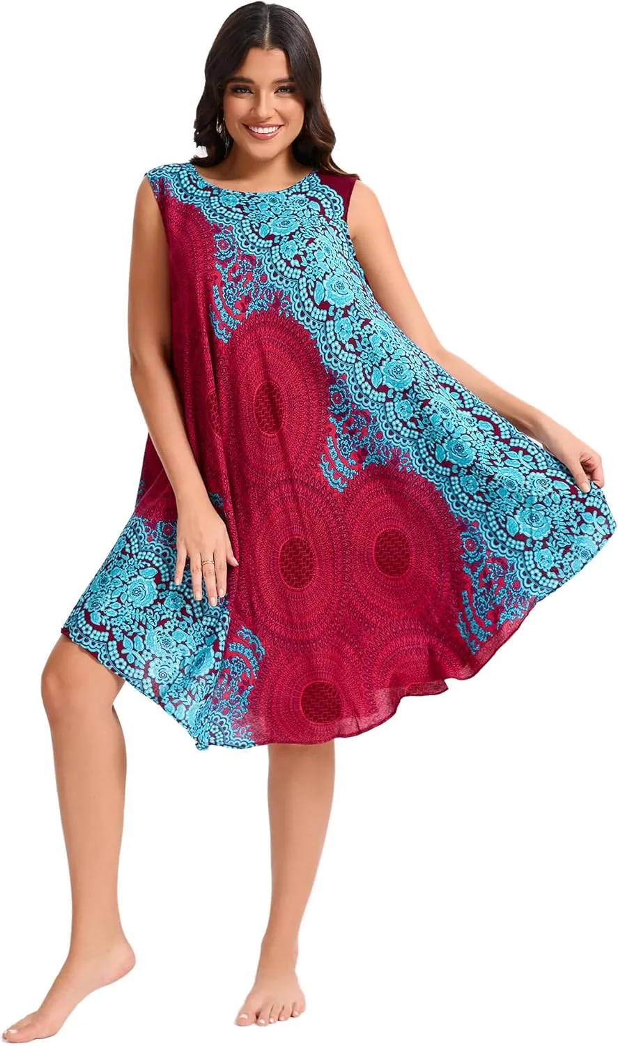 Boho Dresses for Women,Sleeveless Tank Dress Beach Vacation Outfits