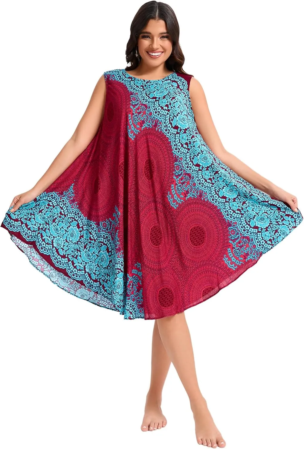 Boho Dresses for Women,Sleeveless Tank Dress Beach Vacation Outfits