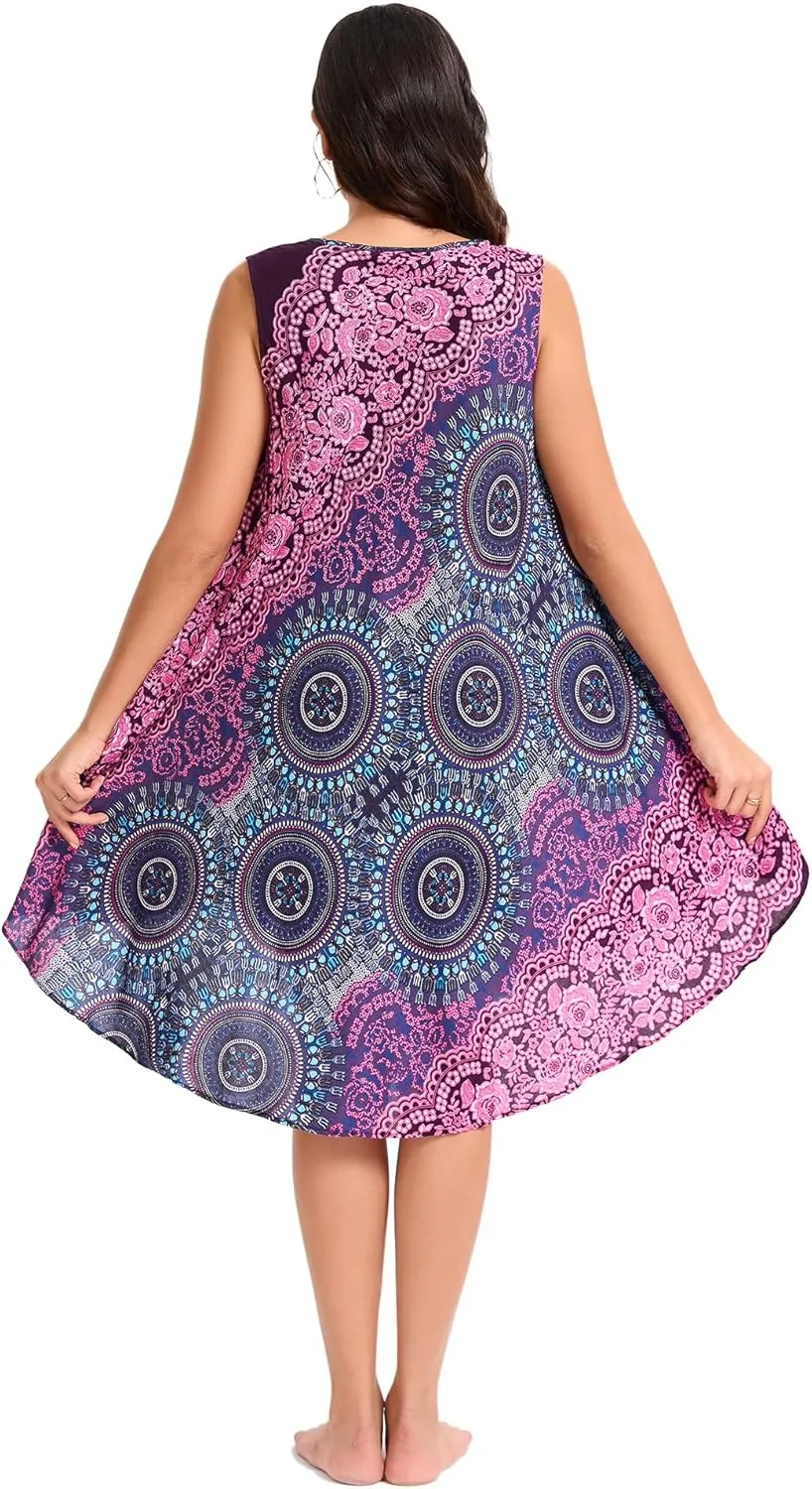 Boho Dresses for Women,Sleeveless Tank Dress Beach Vacation Outfits