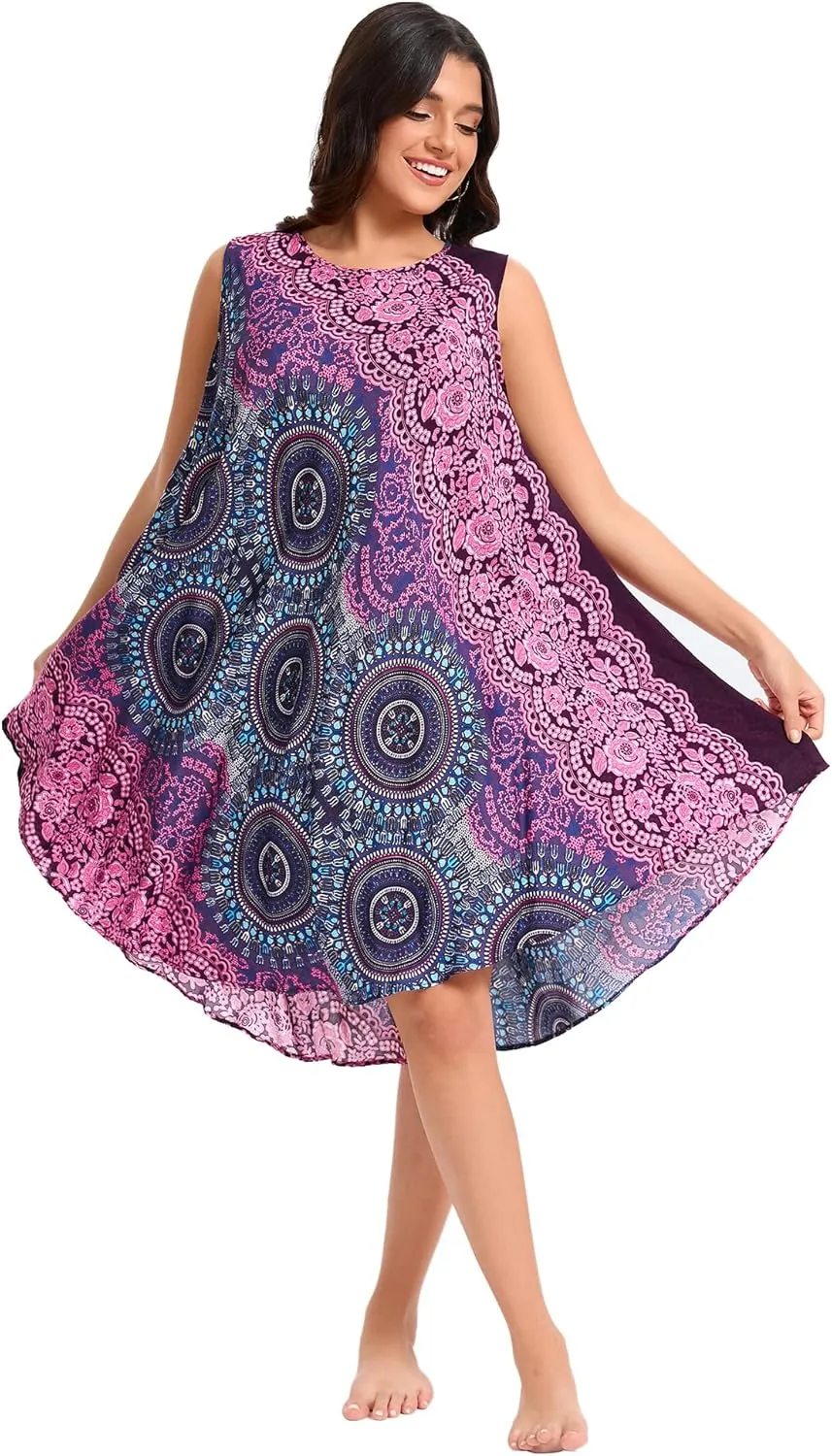 Boho Dresses for Women,Sleeveless Tank Dress Beach Vacation Outfits