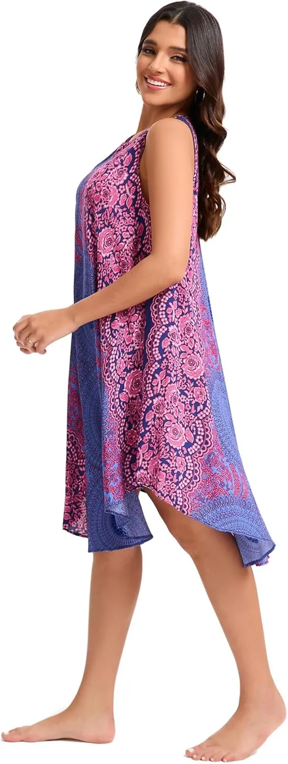 Boho Dresses for Women,Sleeveless Tank Dress Beach Vacation Outfits