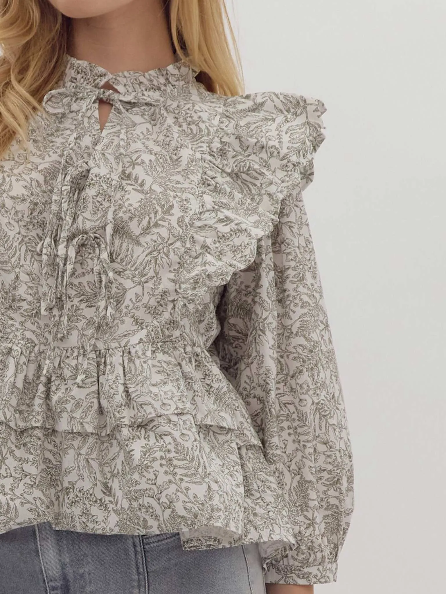 Botanical Print Peplum Top