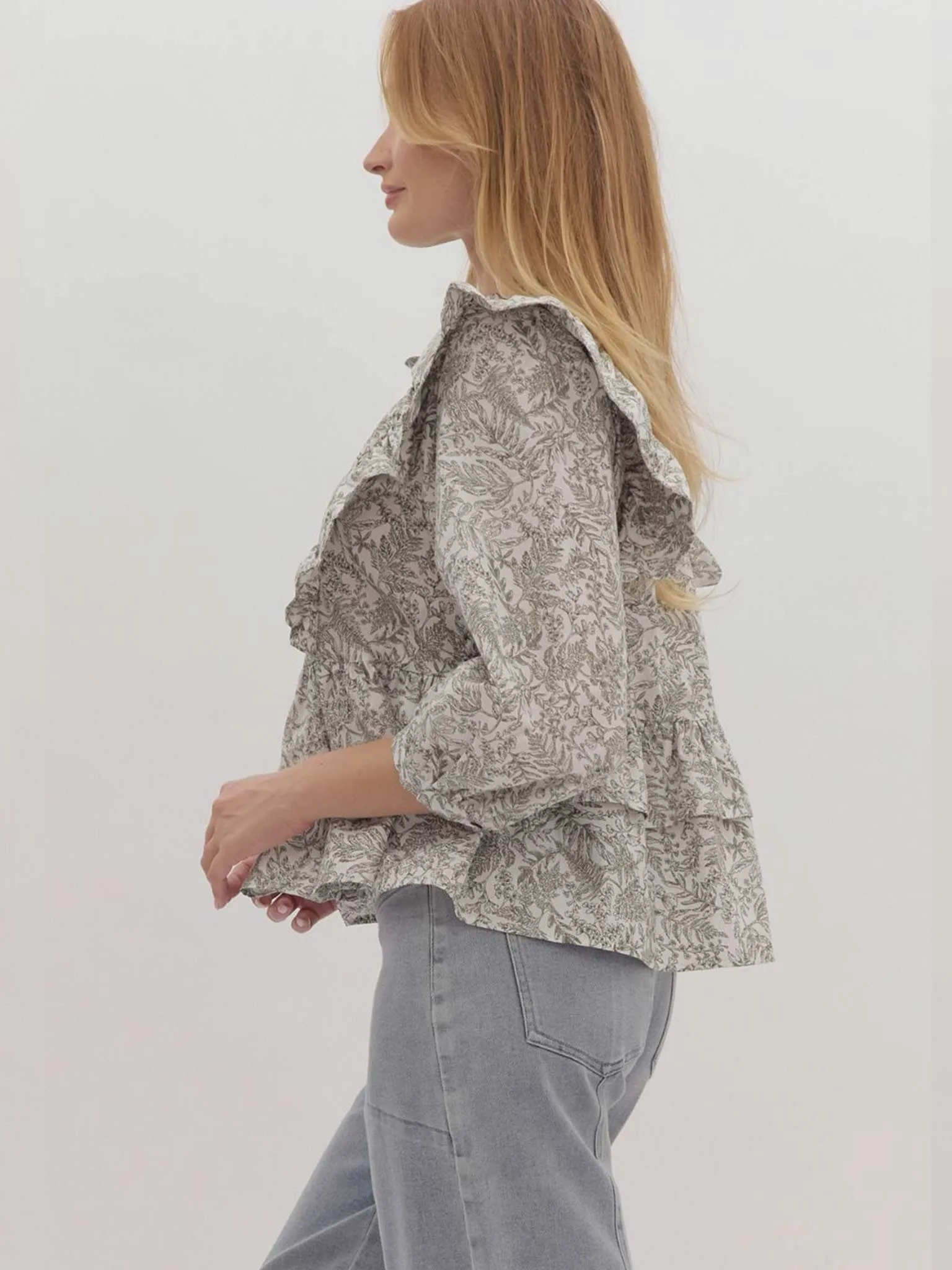 Botanical Print Peplum Top