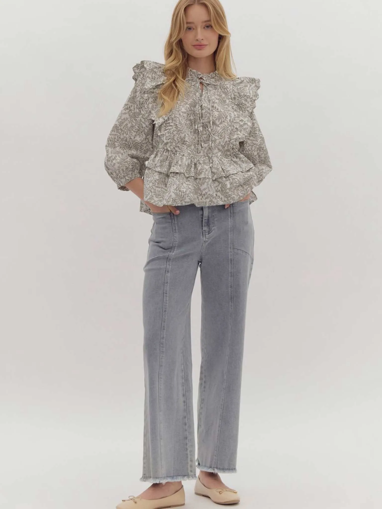 Botanical Print Peplum Top