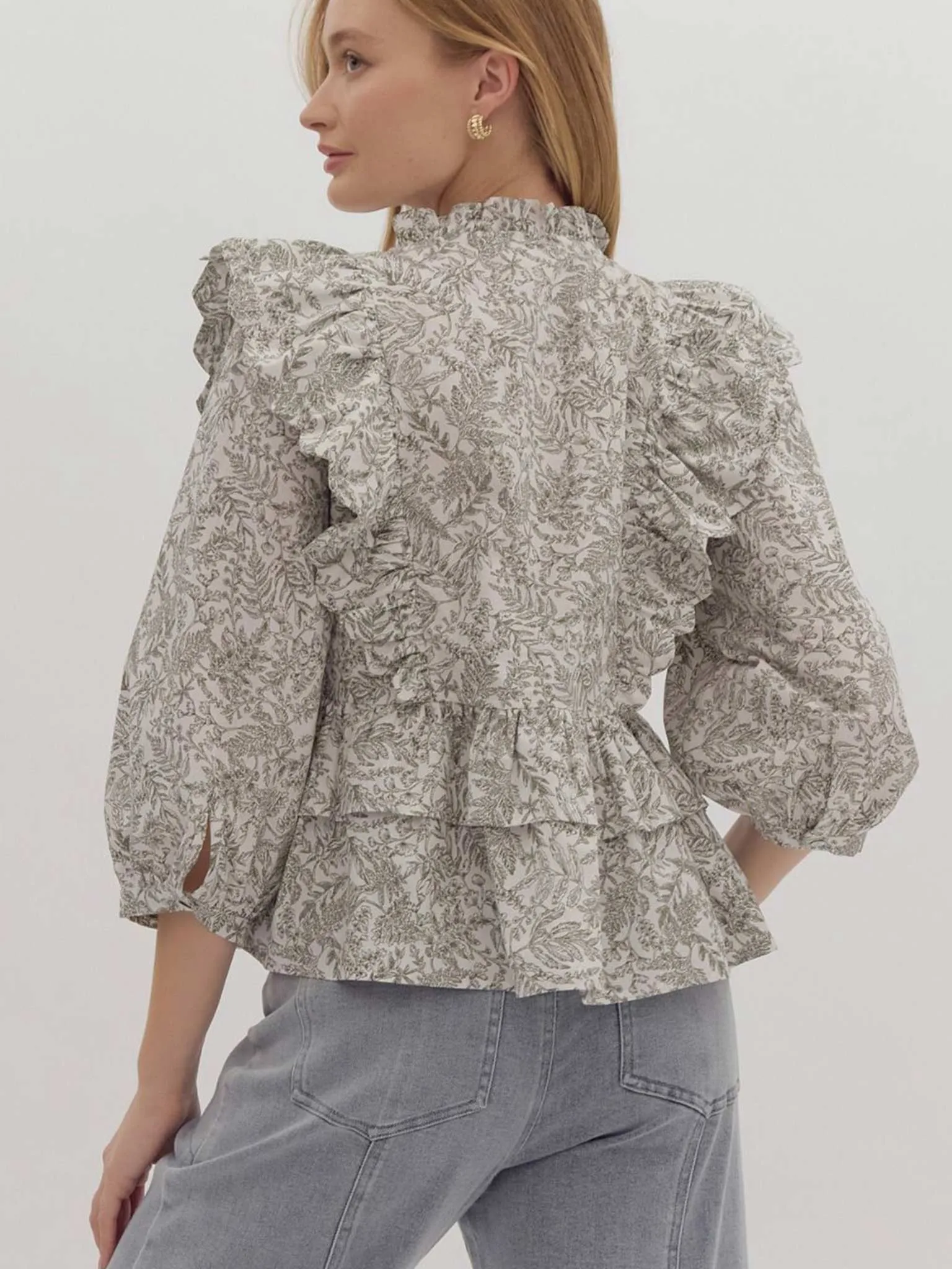 Botanical Print Peplum Top