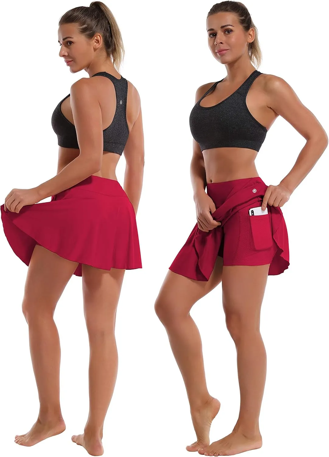 BUBBLELIME 2 Styles 5" XXS-XL Women's UPF 50  Adjustable Running Skort with Pockets Active Tennis Golf Workout Skirt