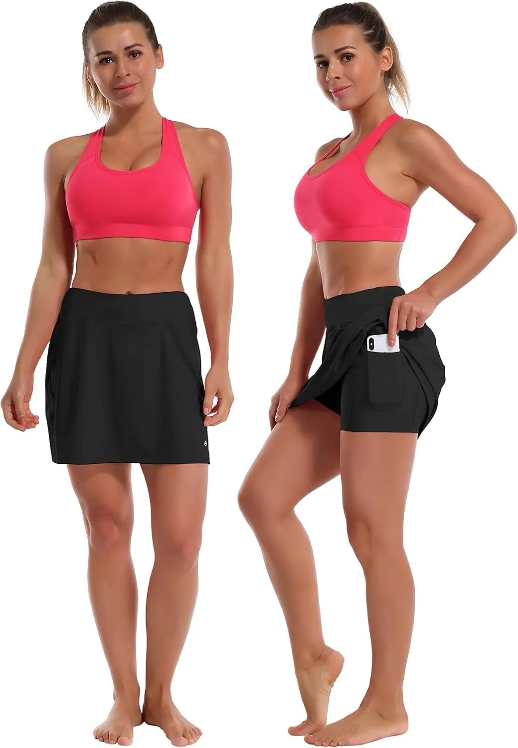 BUBBLELIME 2 Styles 5" XXS-XL Women's UPF 50  Adjustable Running Skort with Pockets Active Tennis Golf Workout Skirt