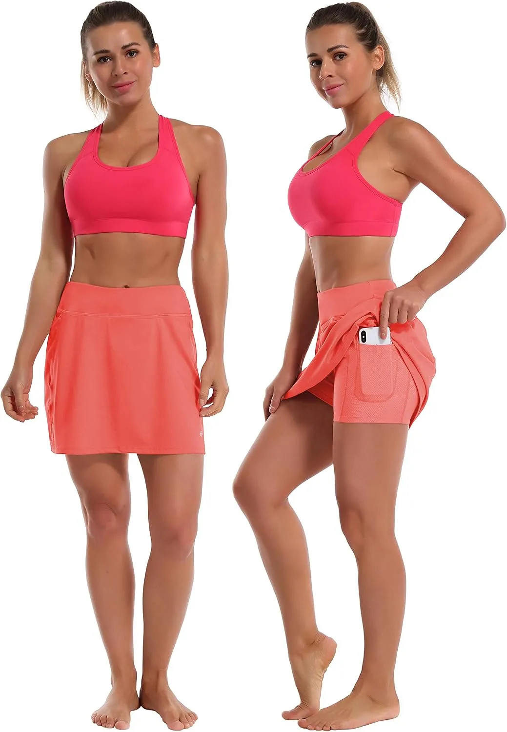 BUBBLELIME 2 Styles 5" XXS-XL Women's UPF 50  Adjustable Running Skort with Pockets Active Tennis Golf Workout Skirt