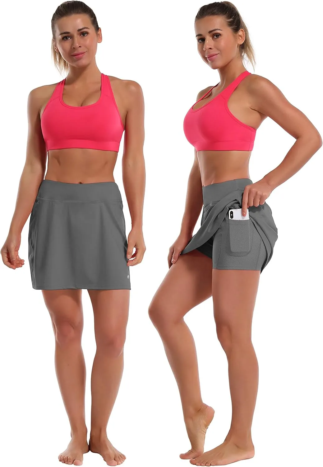 BUBBLELIME 2 Styles 5" XXS-XL Women's UPF 50  Adjustable Running Skort with Pockets Active Tennis Golf Workout Skirt