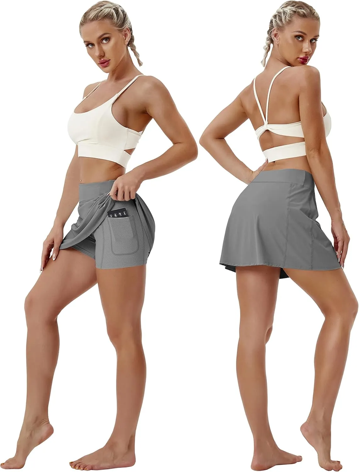 BUBBLELIME 2 Styles 5" XXS-XL Women's UPF 50  Adjustable Running Skort with Pockets Active Tennis Golf Workout Skirt
