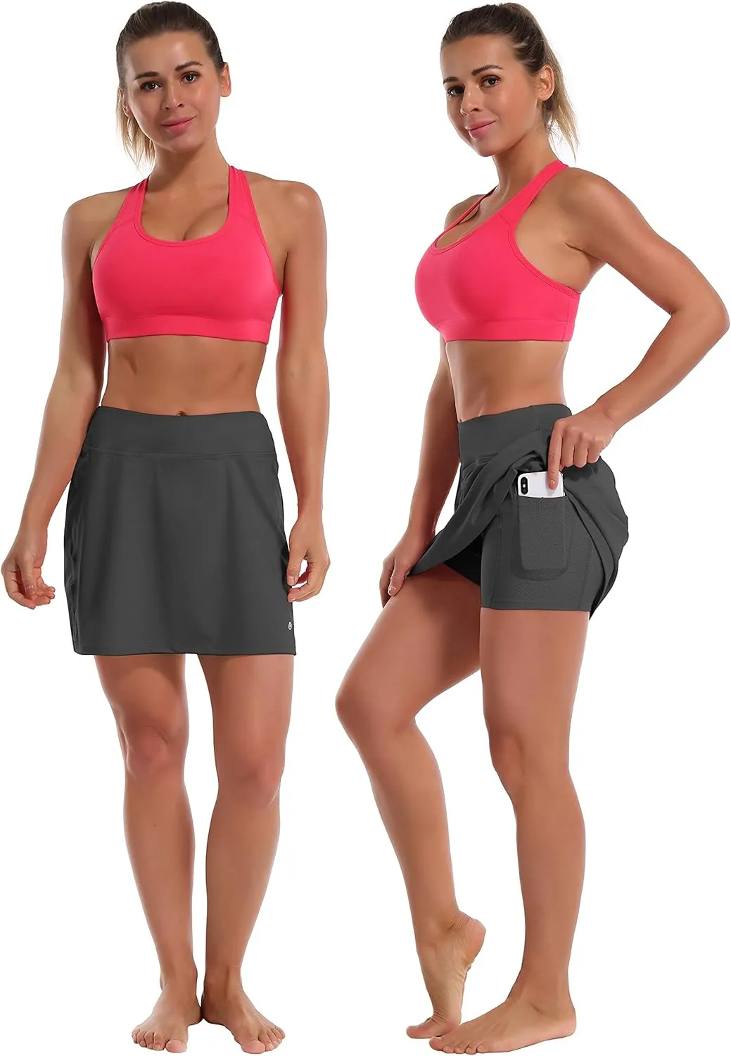 BUBBLELIME 2 Styles 5" XXS-XL Women's UPF 50  Adjustable Running Skort with Pockets Active Tennis Golf Workout Skirt