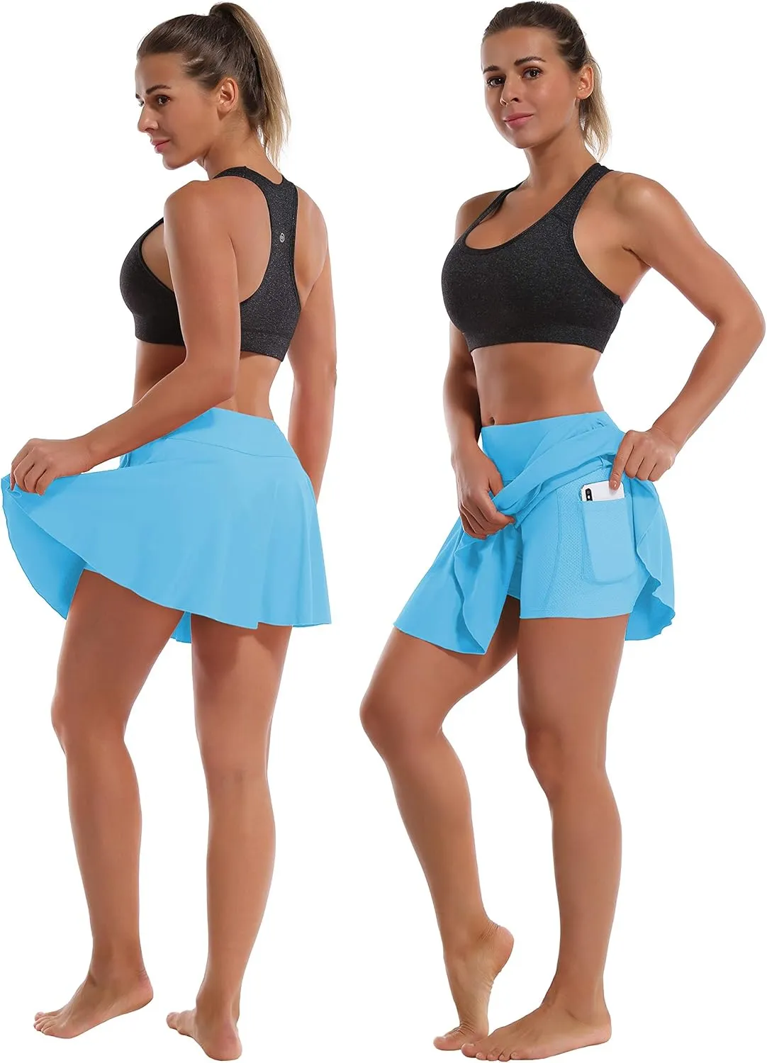 BUBBLELIME 2 Styles 5" XXS-XL Women's UPF 50  Adjustable Running Skort with Pockets Active Tennis Golf Workout Skirt