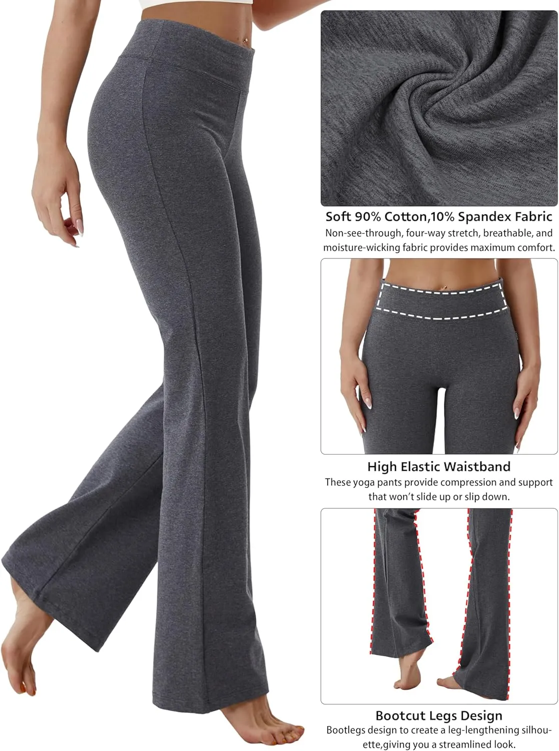 BUBBLELIME 29"/31"/33"/35"/37" 3 Styles Women's High Waist Bootcut Yoga Pants Basic/Side Pockets Tummy Control Workout Flared
