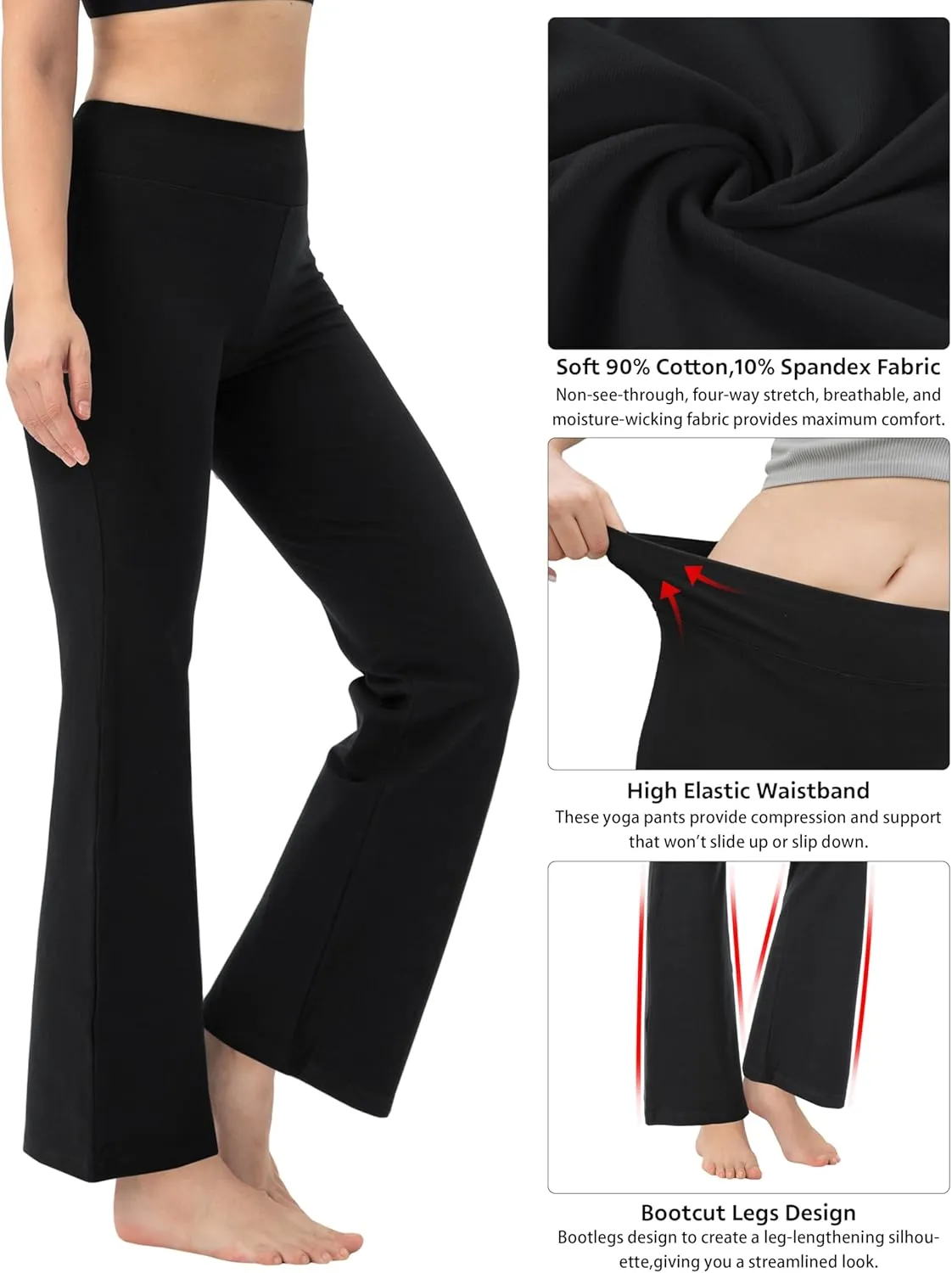 BUBBLELIME 29"/31"/33"/35"/37" 3 Styles Women's High Waist Bootcut Yoga Pants Basic/Side Pockets Tummy Control Workout Flared