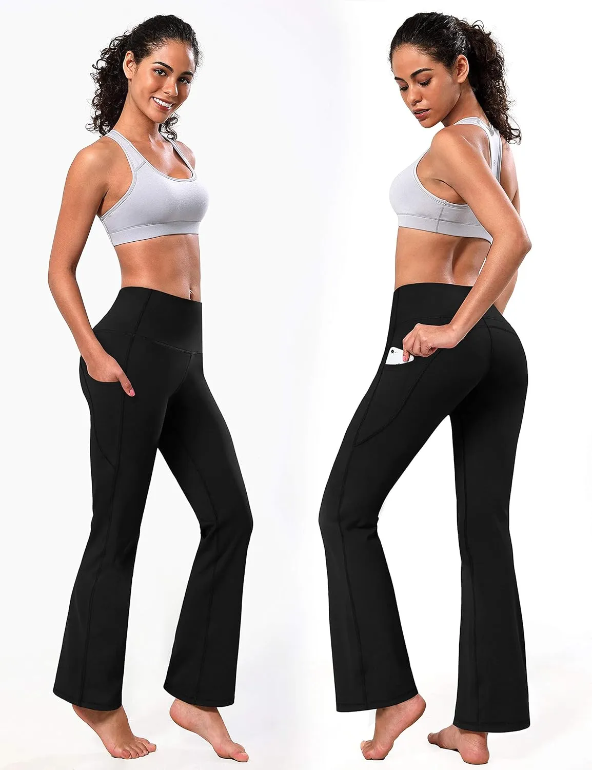 BUBBLELIME 29"/31"/33"/35"/37" 3 Styles Women's High Waist Bootcut Yoga Pants Basic/Side Pockets Tummy Control Workout Flared