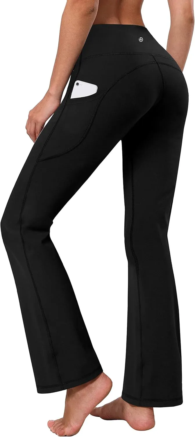 BUBBLELIME 29"/31"/33"/35"/37" 3 Styles Women's High Waist Bootcut Yoga Pants Basic/Side Pockets Tummy Control Workout Flared