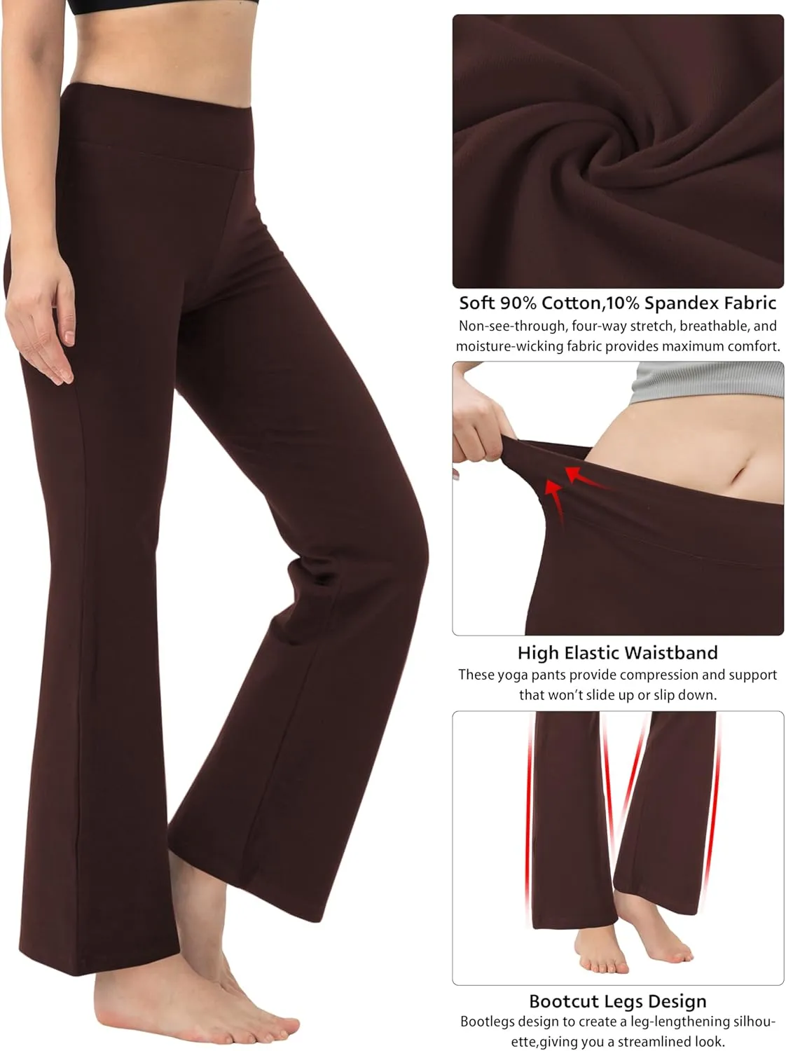 BUBBLELIME 29"/31"/33"/35"/37" 3 Styles Women's High Waist Bootcut Yoga Pants Basic/Side Pockets Tummy Control Workout Flared