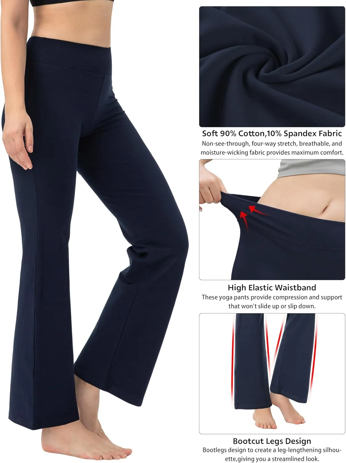 BUBBLELIME 29"/31"/33"/35"/37" 3 Styles Women's High Waist Bootcut Yoga Pants Basic/Side Pockets Tummy Control Workout Flared