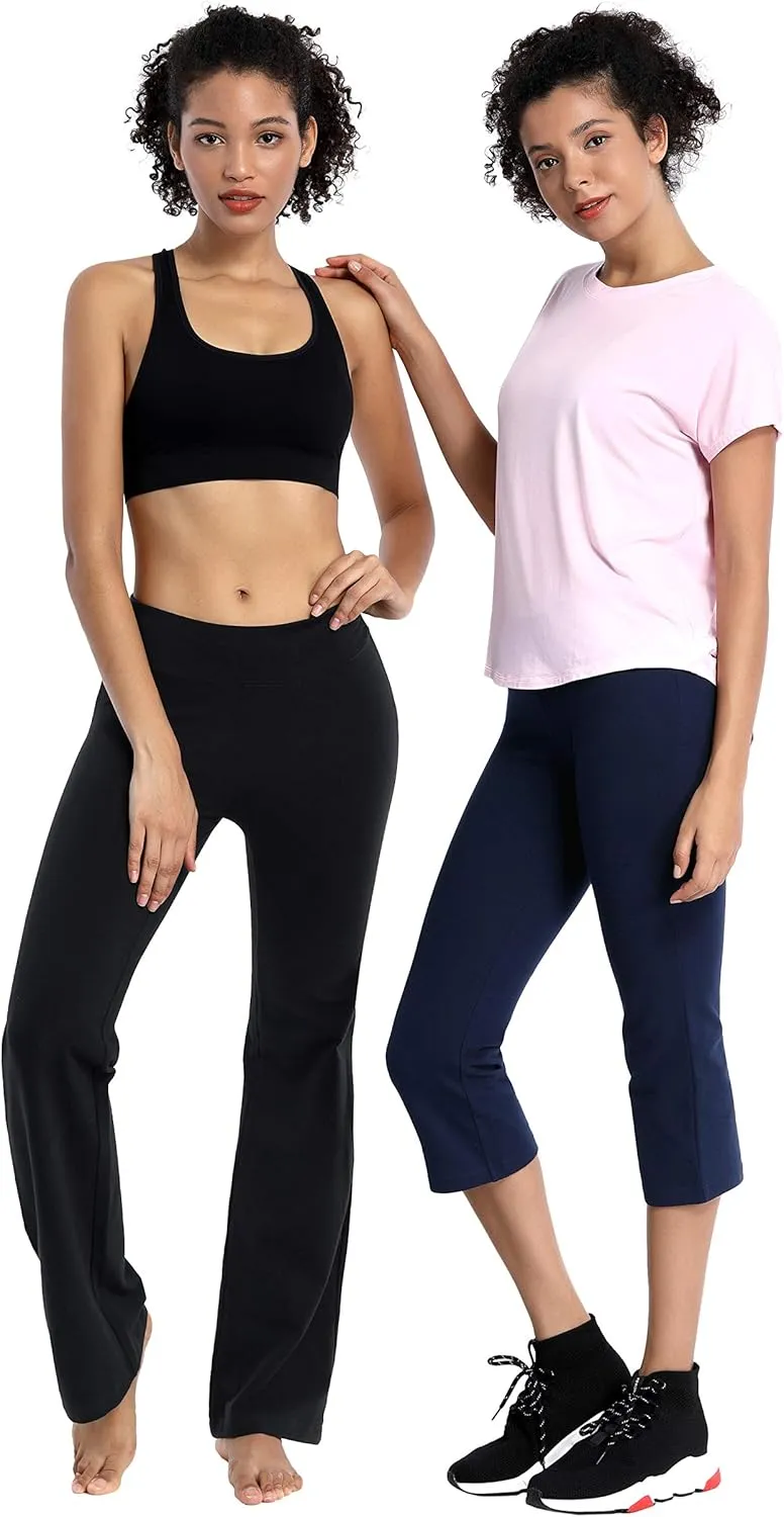 BUBBLELIME 29"/31"/33"/35"/37" 3 Styles Women's High Waist Bootcut Yoga Pants Basic/Side Pockets Tummy Control Workout Flared