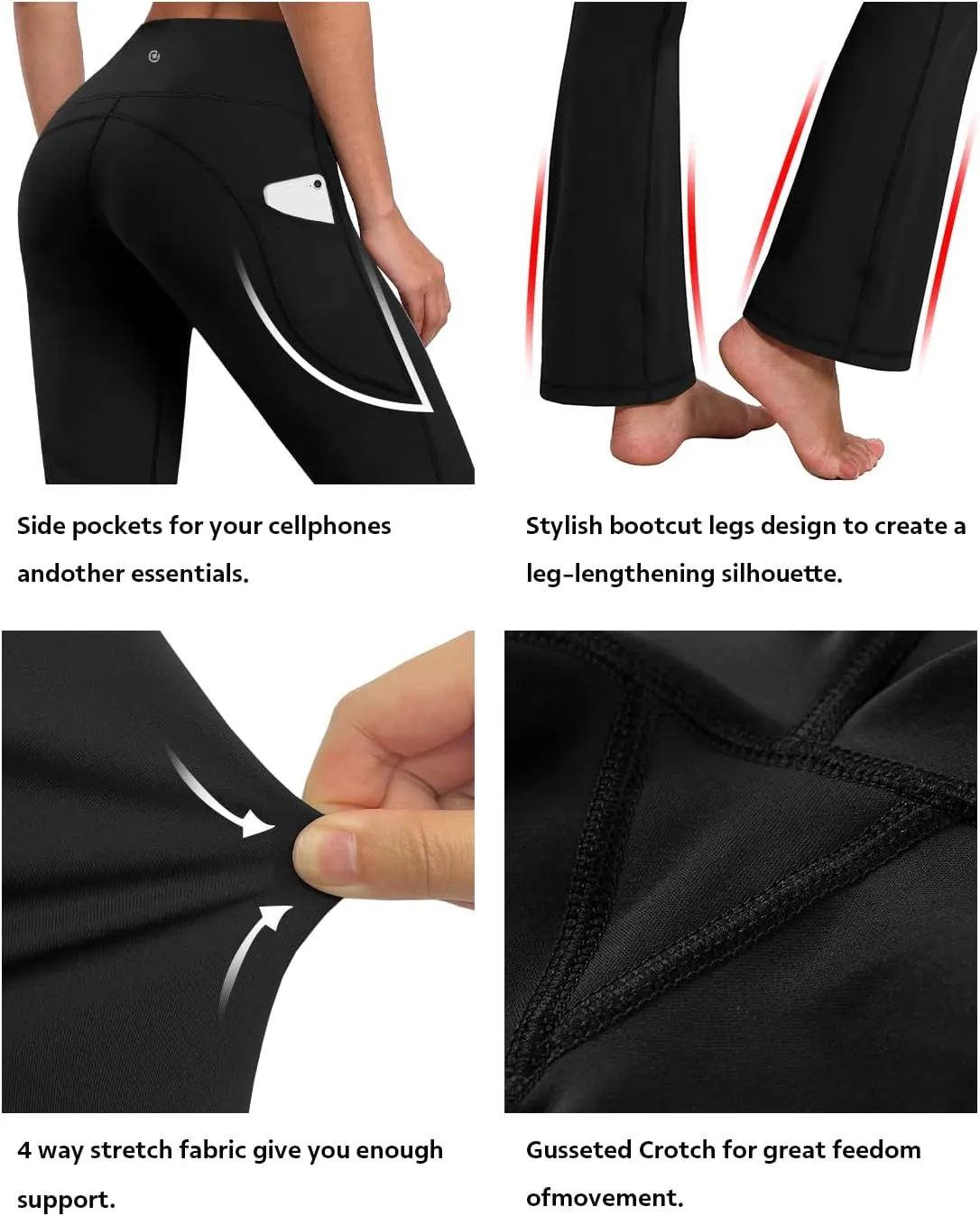 BUBBLELIME 29"/31"/33"/35"/37" 3 Styles Women's High Waist Bootcut Yoga Pants Basic/Side Pockets Tummy Control Workout Flared