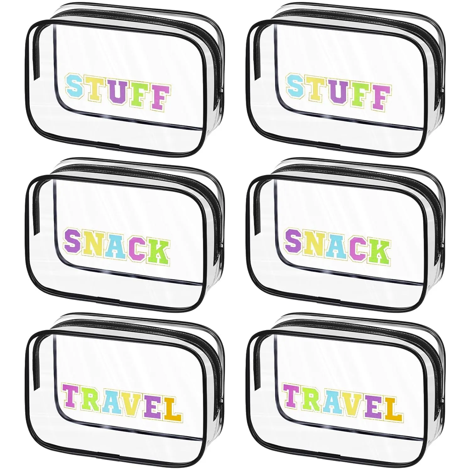 Capoda 6 Pcs Hawaiian Clear Toiletry Bags Transparent Aloha Cosmetic Bags Waterproof PVC Summer Beach Travel Snack Pouch for Men Women Business Bathroom Organizer, 6 Styles(Snack)