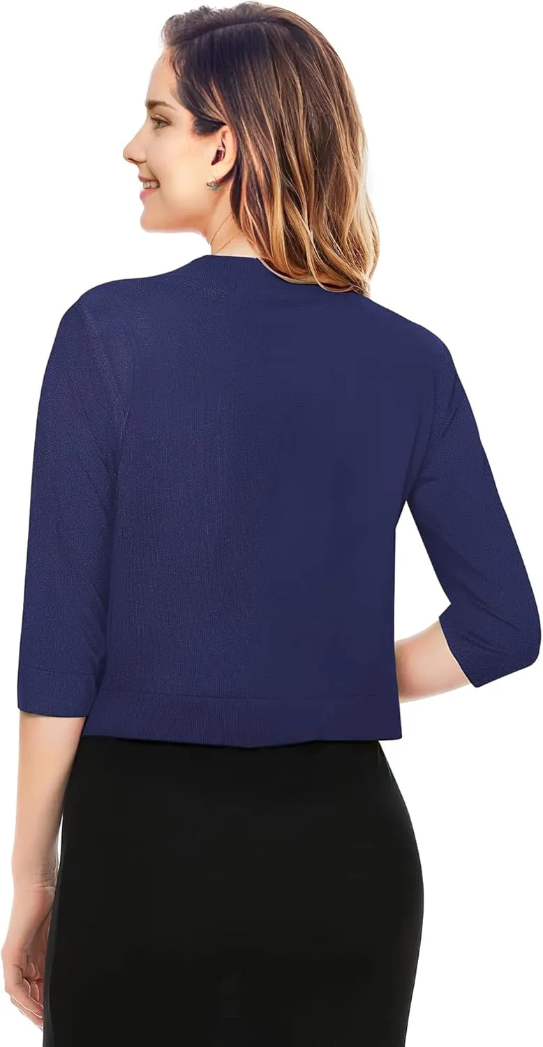 Cardigan for Women, Lightweight Cardigans Women Dressy for Summer, Short Bolero 3/4 Sleeve Cropped Shrug Sweaters Jacket