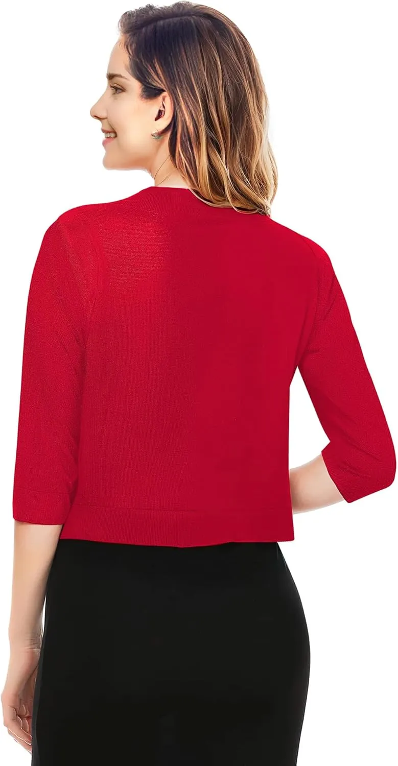 Cardigan for Women, Lightweight Cardigans Women Dressy for Summer, Short Bolero 3/4 Sleeve Cropped Shrug Sweaters Jacket