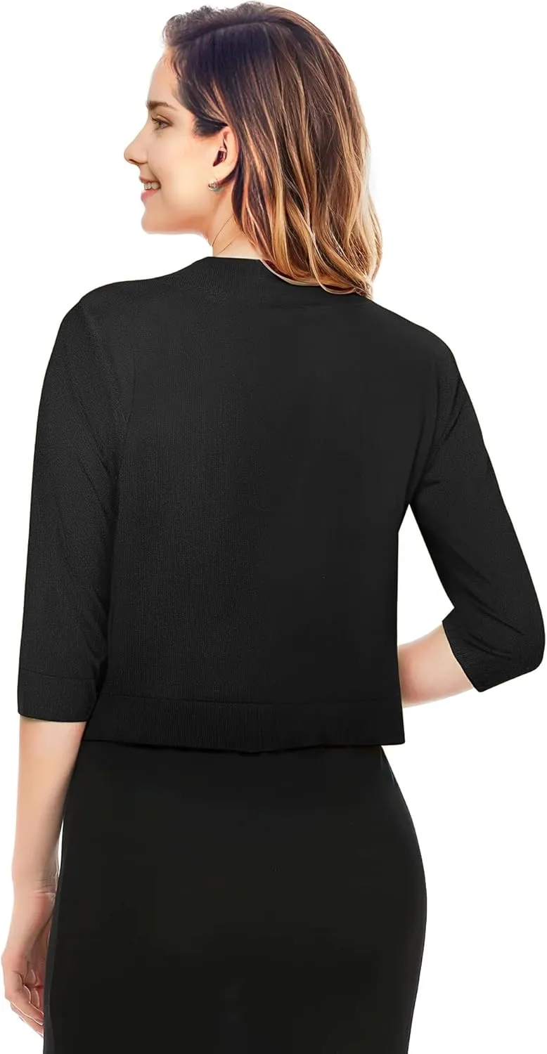 Cardigan for Women, Lightweight Cardigans Women Dressy for Summer, Short Bolero 3/4 Sleeve Cropped Shrug Sweaters Jacket