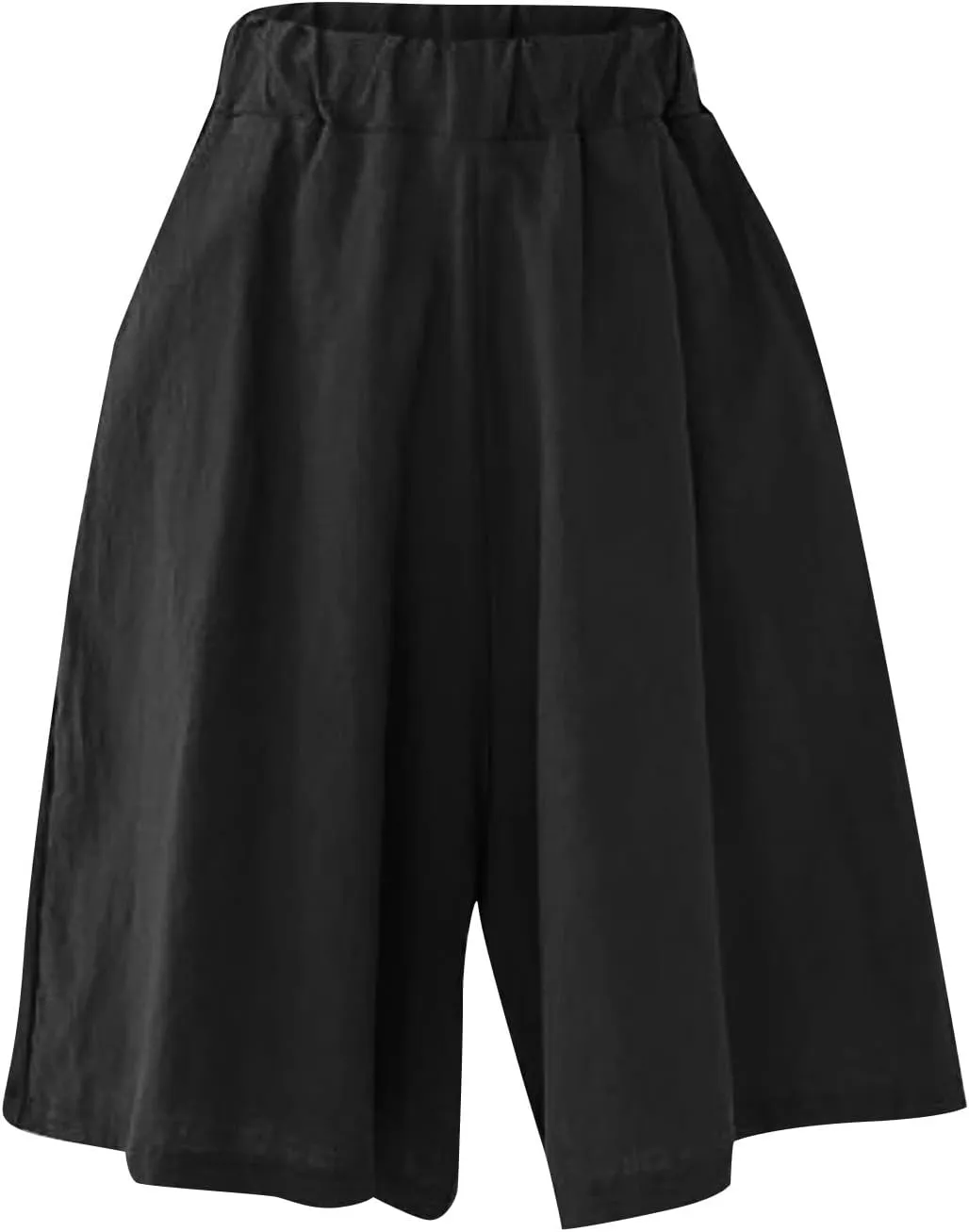 Casual Shorts for Women Dressy Drawstring High Waist Wide Leg 2025 Summer Beach Ruffle Solid Color Outfits with 2 Pockets