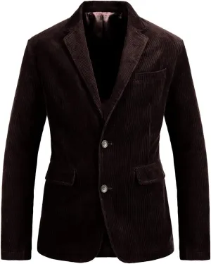 chouyatou Men's Vintage Casual Work Wear Corduroy Suit Blazer Jacket Sport Coat
