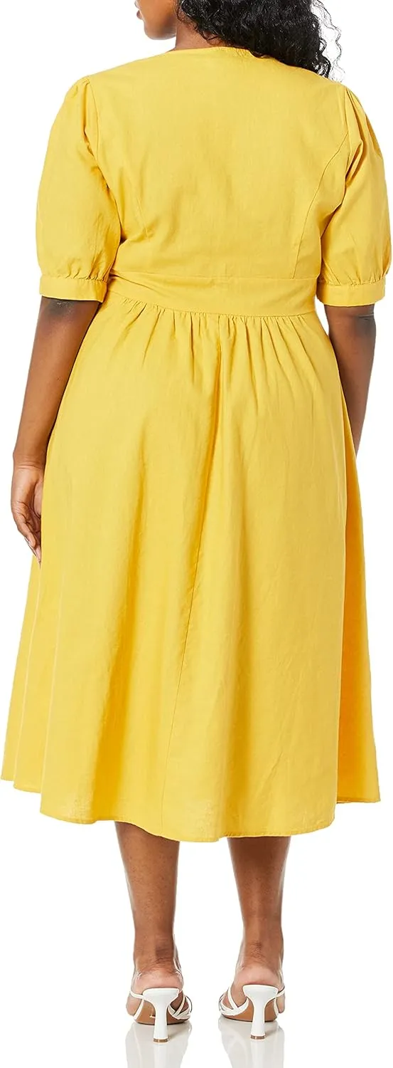City Chic Women's Apparel Women's Plus Size Casual Midi Dress with Balloon Sleeve