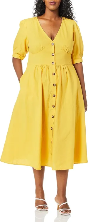 City Chic Women's Apparel Women's Plus Size Casual Midi Dress with Balloon Sleeve
