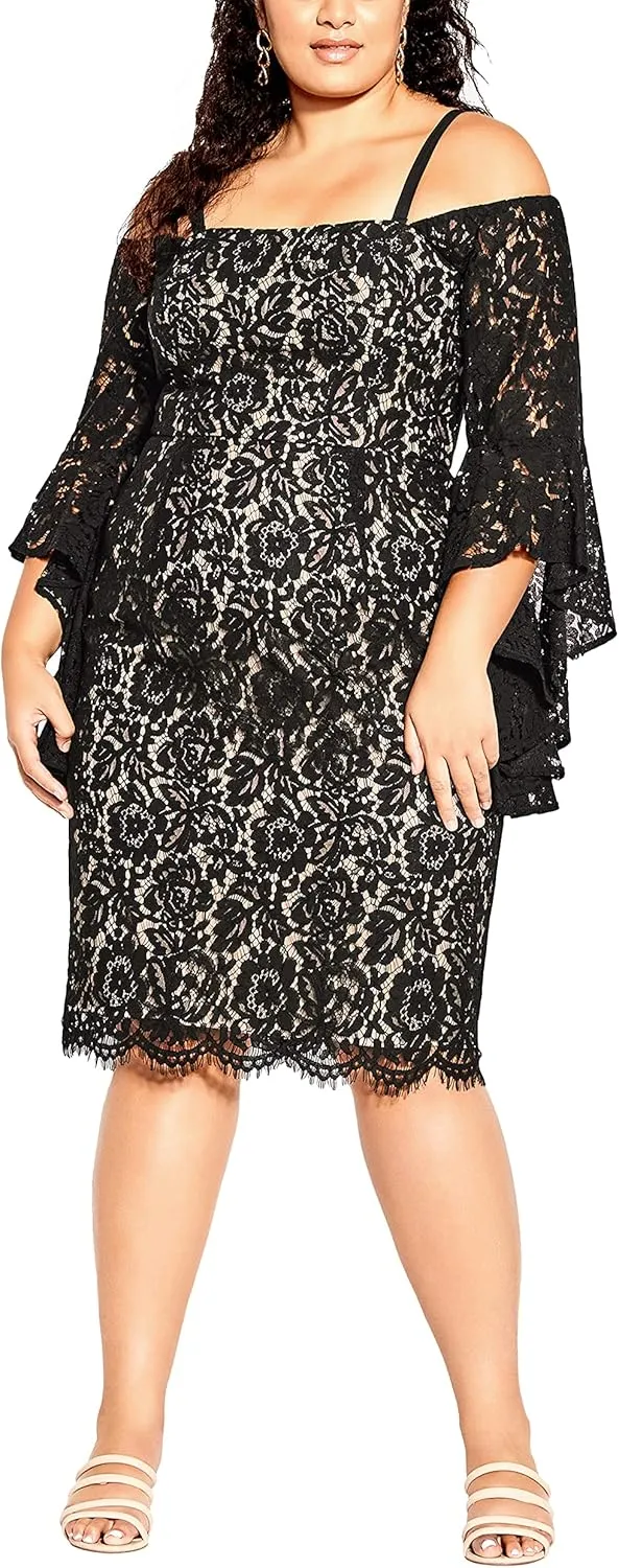 City Chic Women's Apparel Women's Plus Size Dress LACE Amour FF
