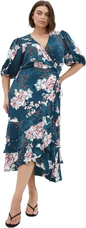 City Chic Women's Plus Size Dress - Bea Floral Wrap Midi