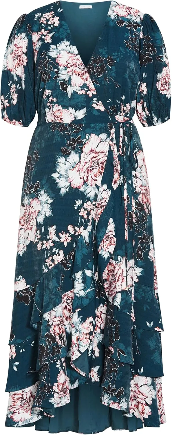 City Chic Women's Plus Size Dress - Bea Floral Wrap Midi