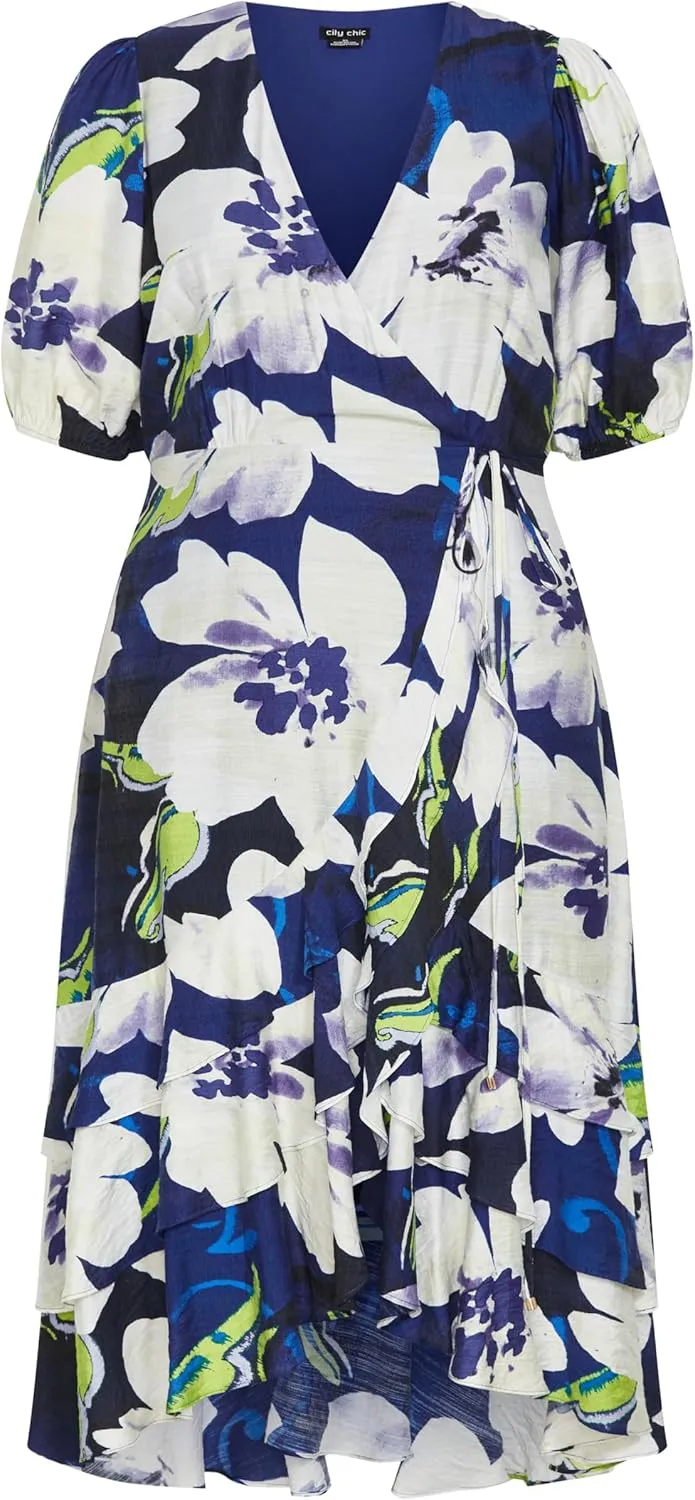 City Chic Women's Plus Size Dress - Bea Floral Wrap Midi