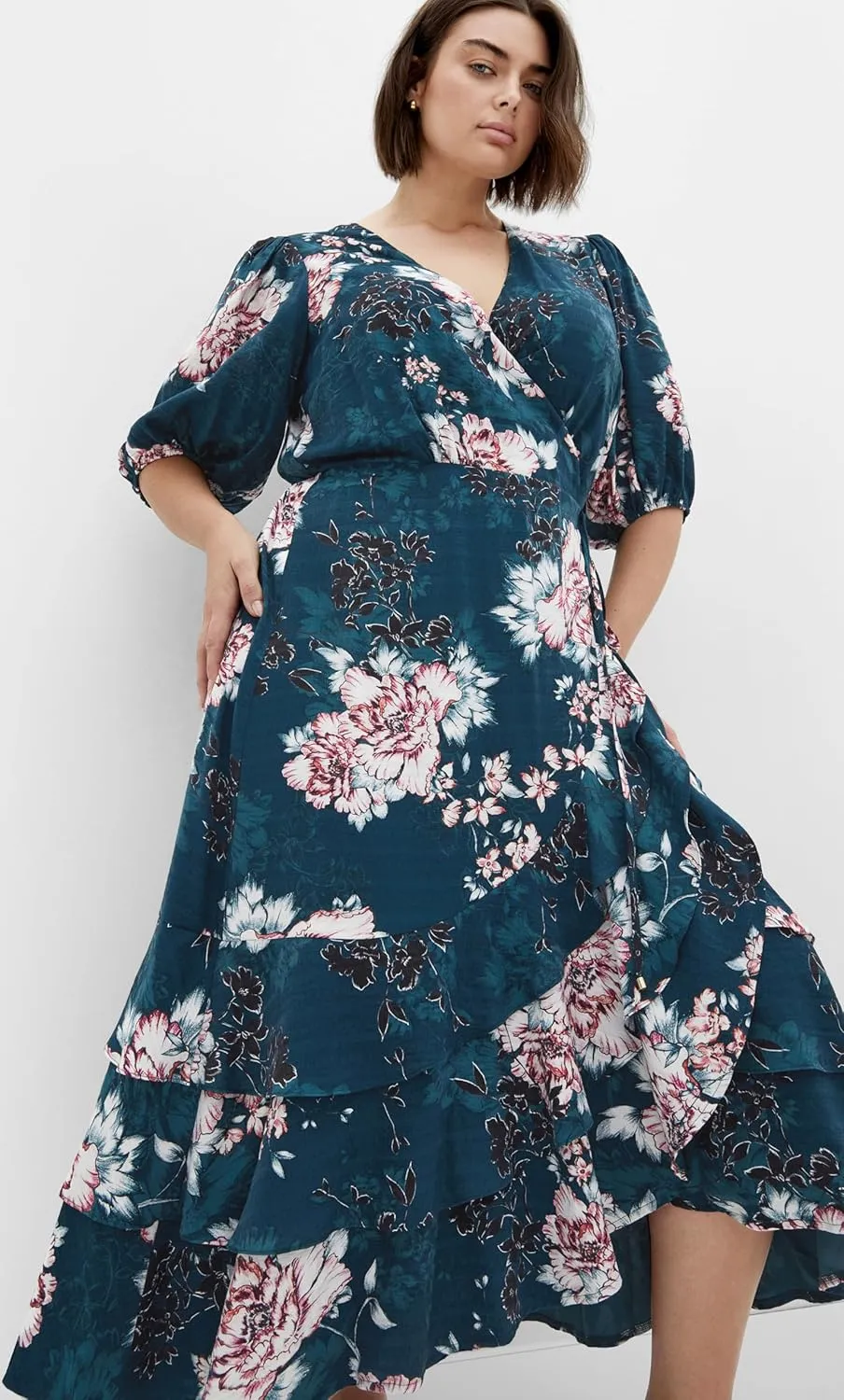 City Chic Women's Plus Size Dress - Bea Floral Wrap Midi