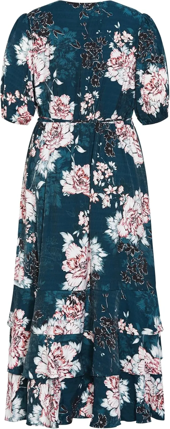 City Chic Women's Plus Size Dress - Bea Floral Wrap Midi