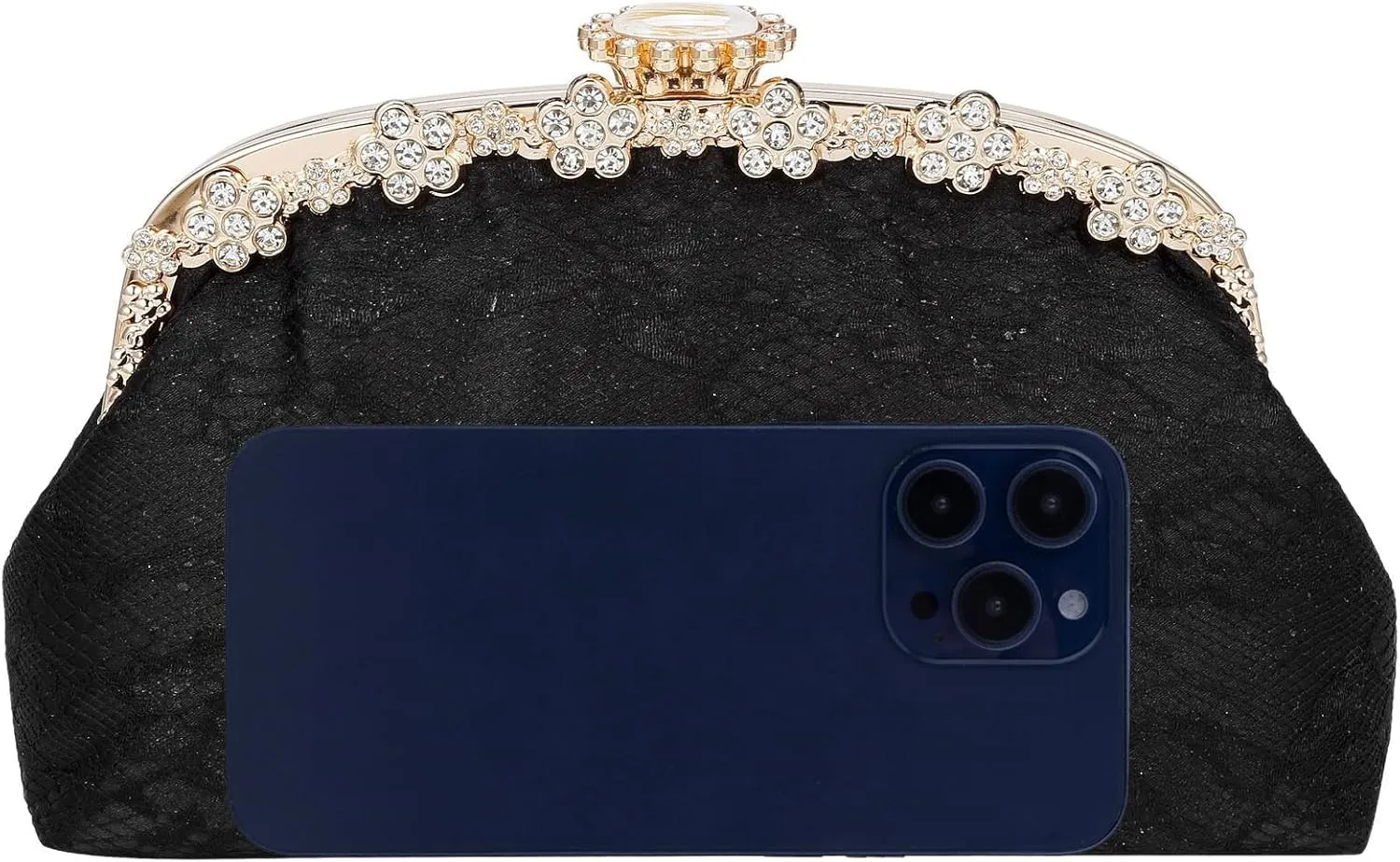 Clutch Purse for Women Lace Formal Evening Bag with Rhinestones for Wedding Prom Party Clutch Shoulder Cross Body Handbag