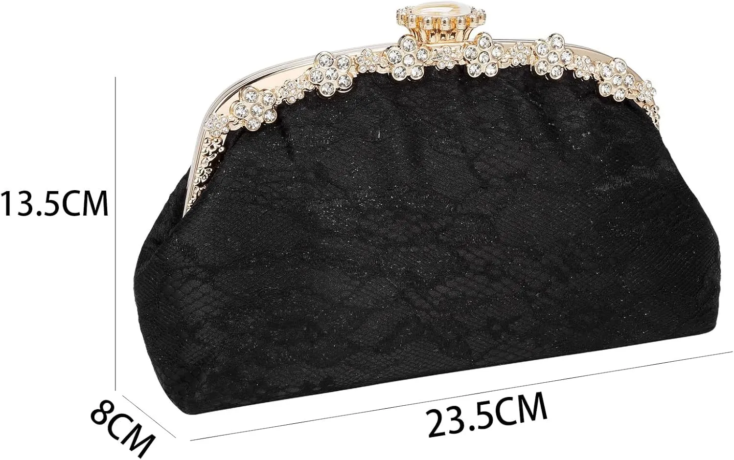 Clutch Purse for Women Lace Formal Evening Bag with Rhinestones for Wedding Prom Party Clutch Shoulder Cross Body Handbag